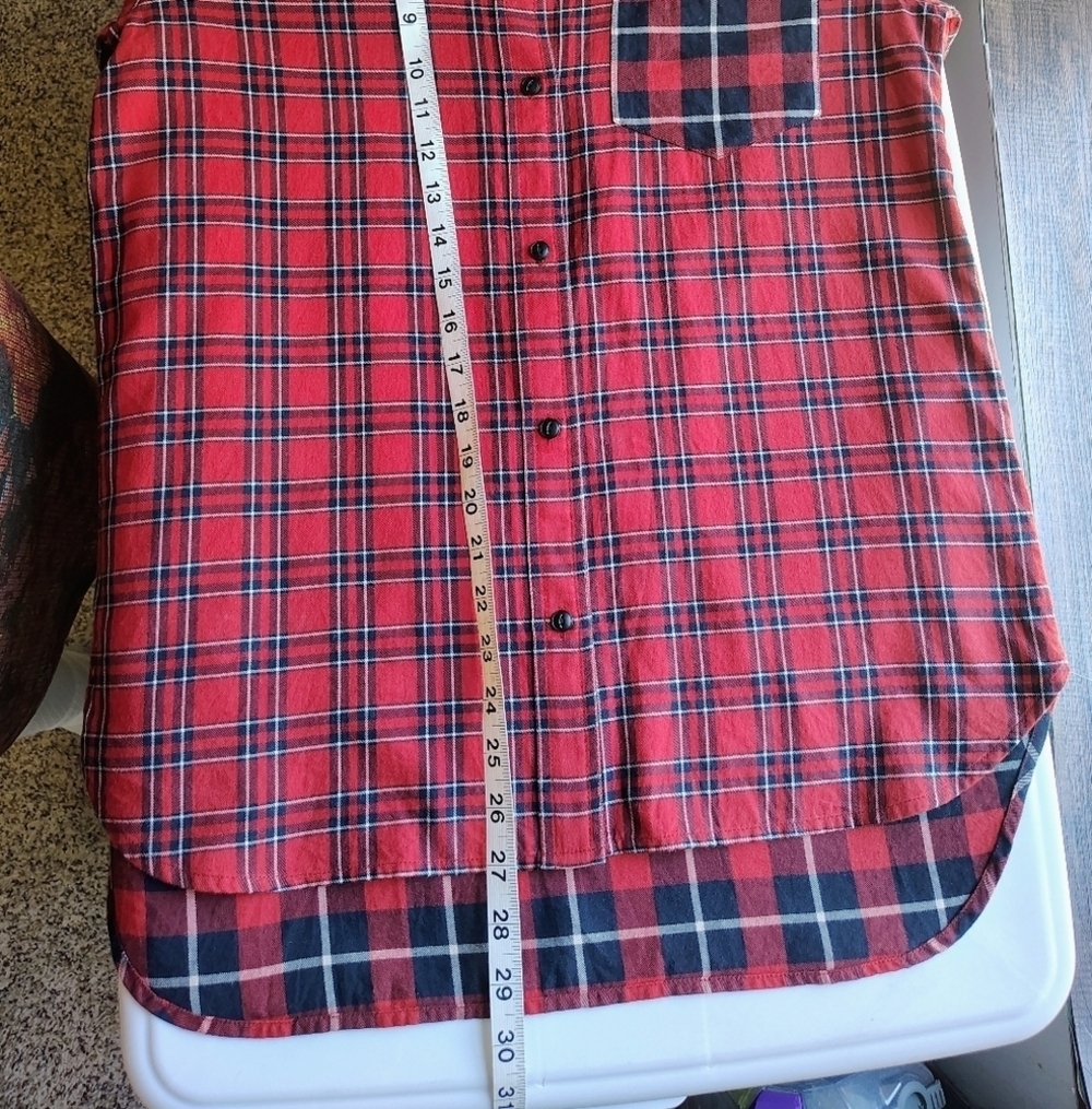 Madewell women's classic ex-boyfriend shirt, red cotton plaid, one pocket, sz S. - Picture 5 of 16